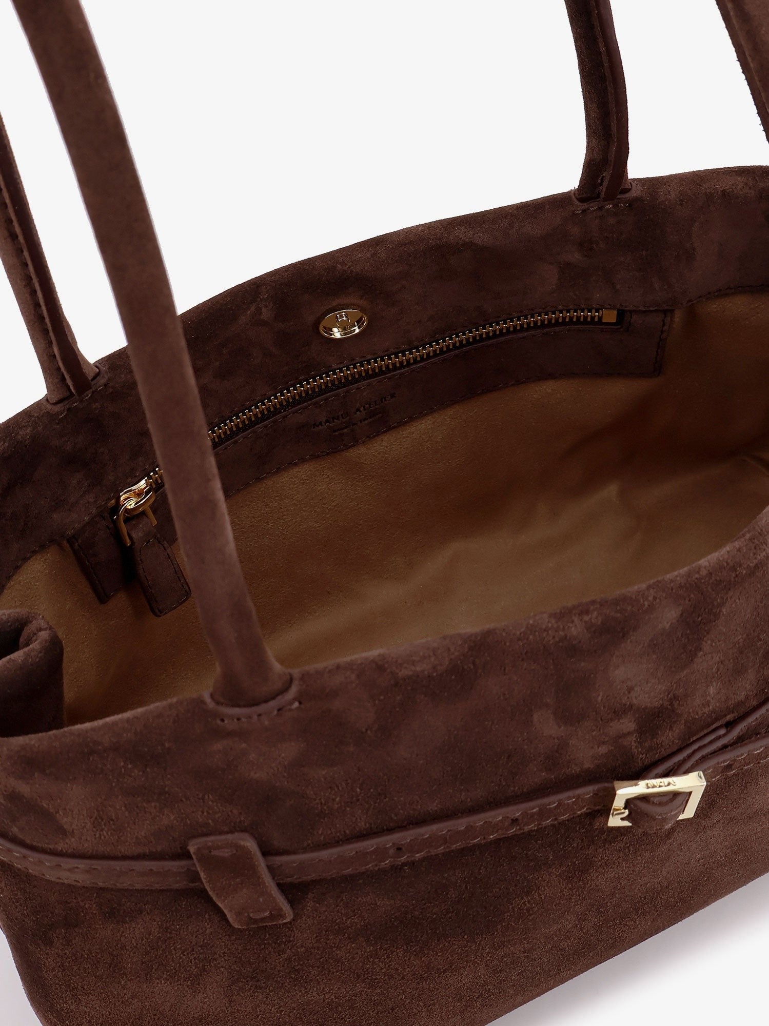 Manu Atelier Women's Le Cambon East West Suede Shoulder Bag Brown