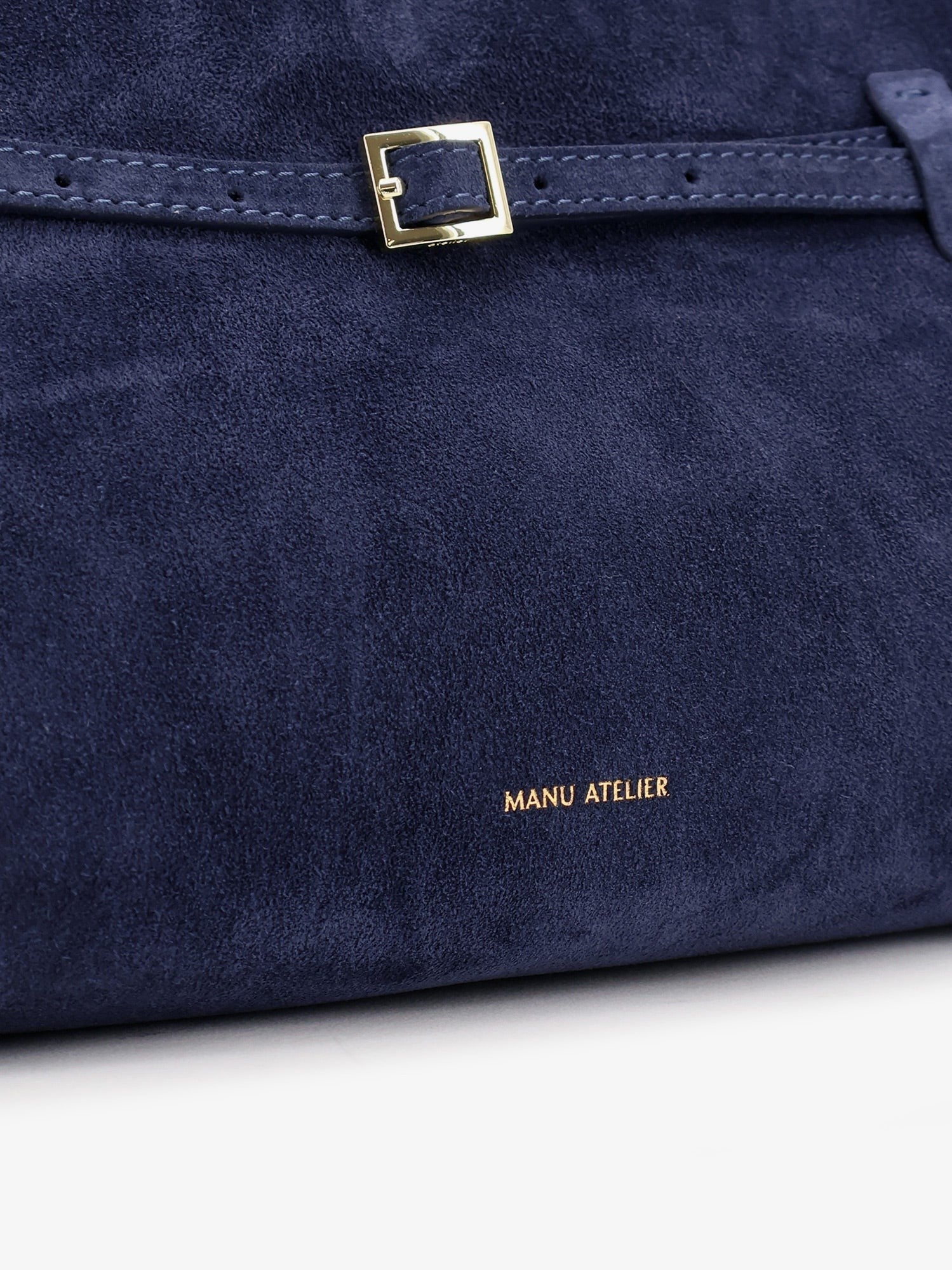 Manu Atelier Women's Le Cambon East West Suede Shoulder Bag Blue