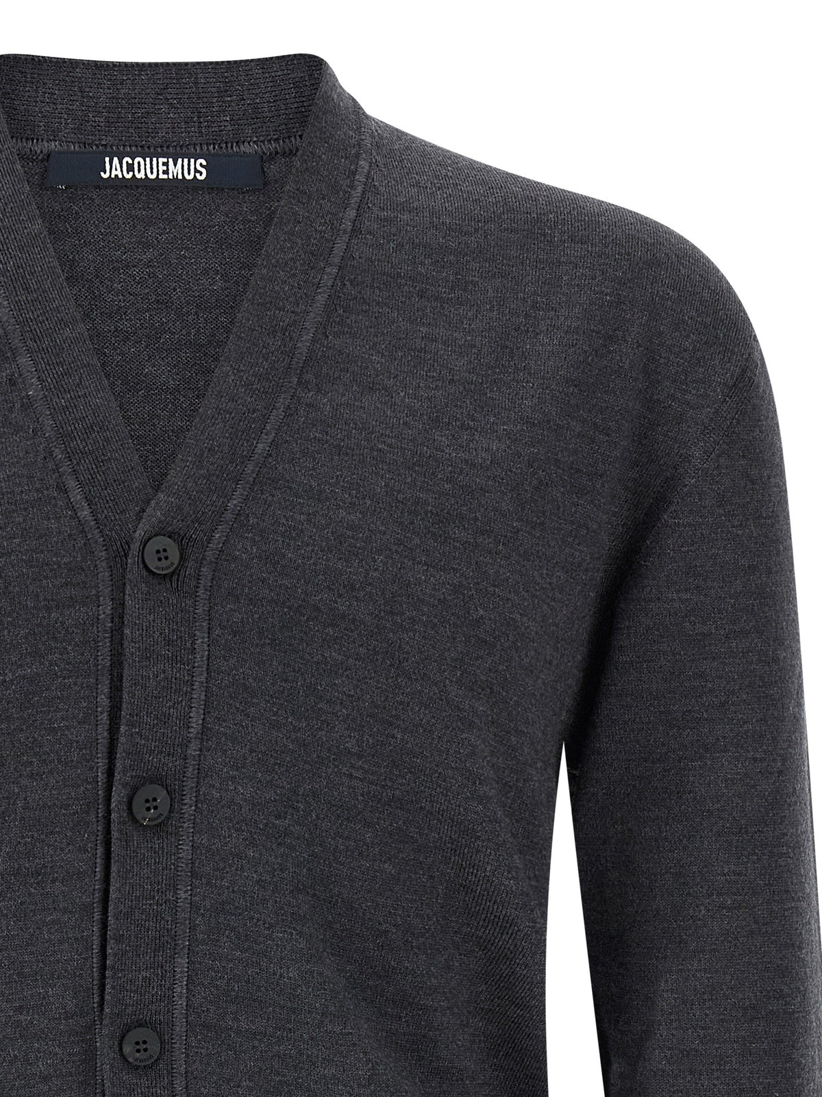 JACQUEMUS Le Cardigan Brodé Cardigan Grey, view 3
