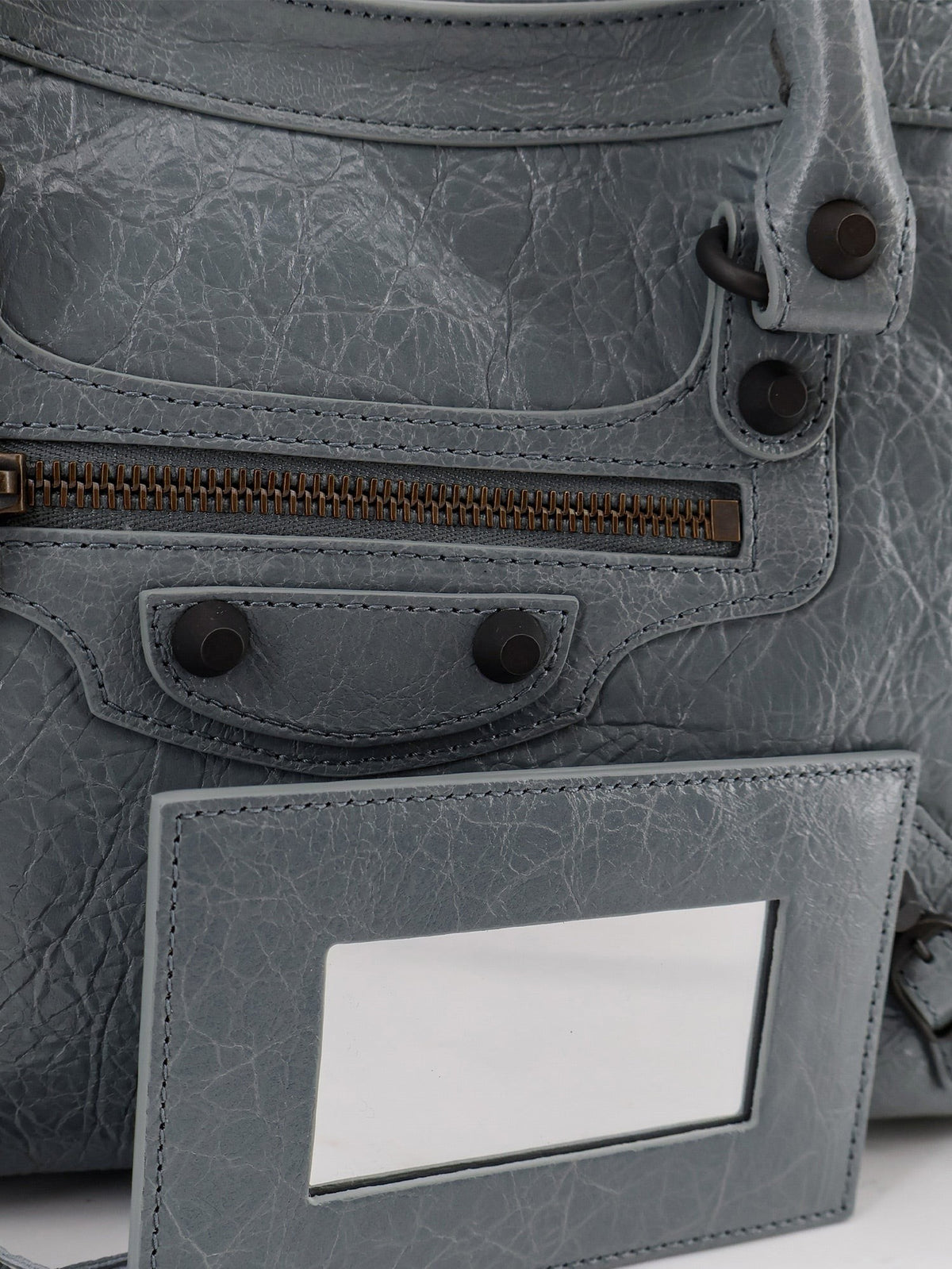 Balenciaga Women's Le City Bag Leather Crossbody Bag Grey