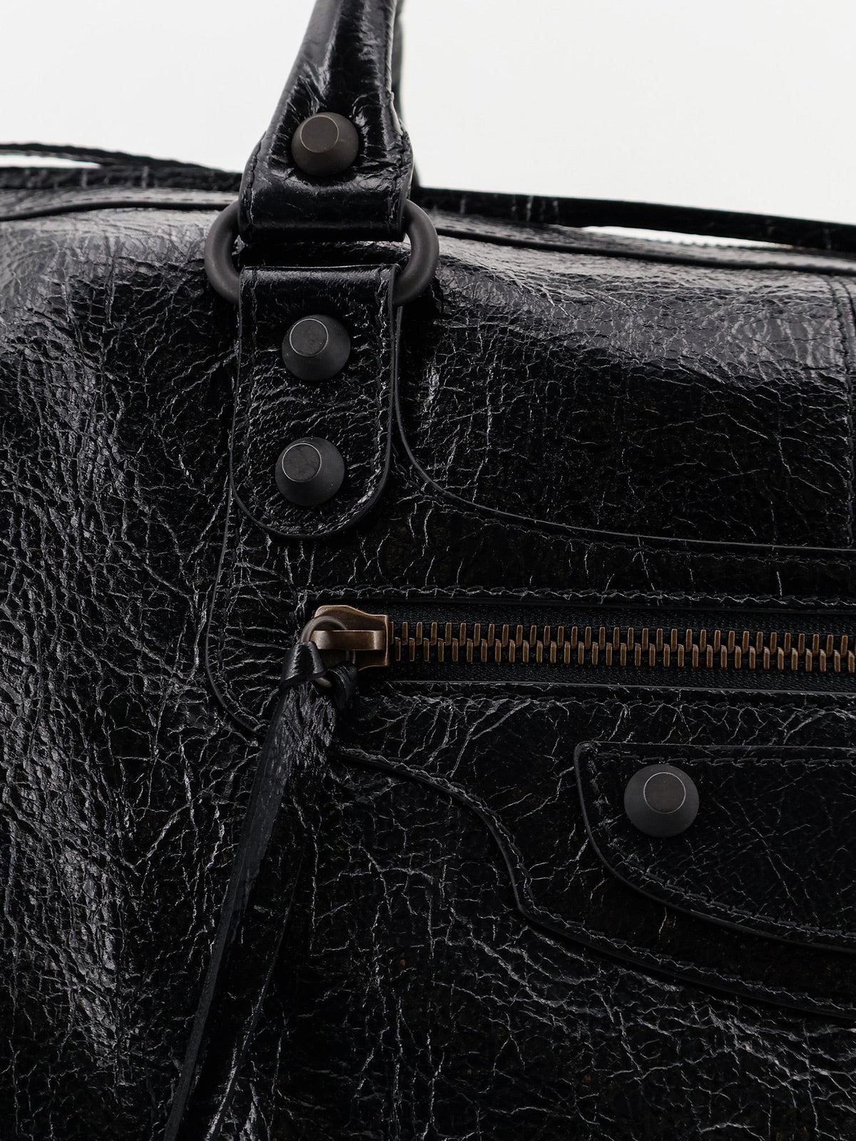 Balenciaga Men's Le City Boston Leather Handbag Black