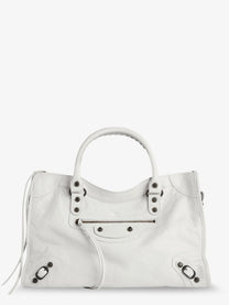 Balenciaga Women's Le City Medium Leather Shoulder Bag White