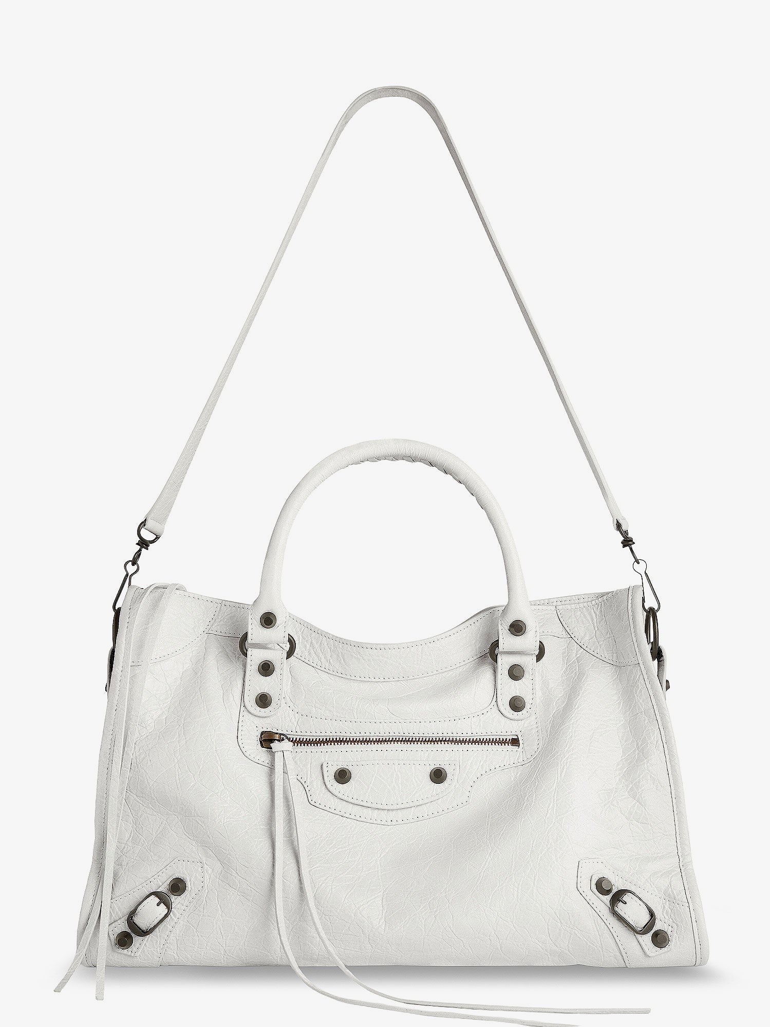 Balenciaga Women's Le City Medium Leather Shoulder Bag White