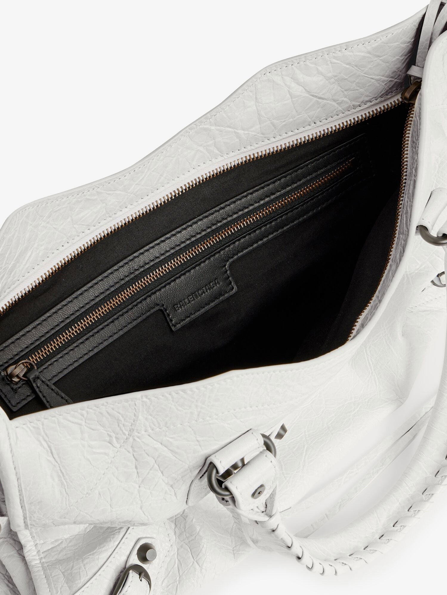 Balenciaga Women's Le City Medium Leather Shoulder Bag White