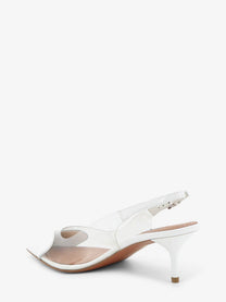 ALAÏA Women's Le Coeur Slingback Pvc and Leather Pumps White