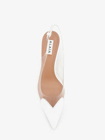 ALAÏA Women's Le Coeur Slingback Pvc and Leather Pumps White