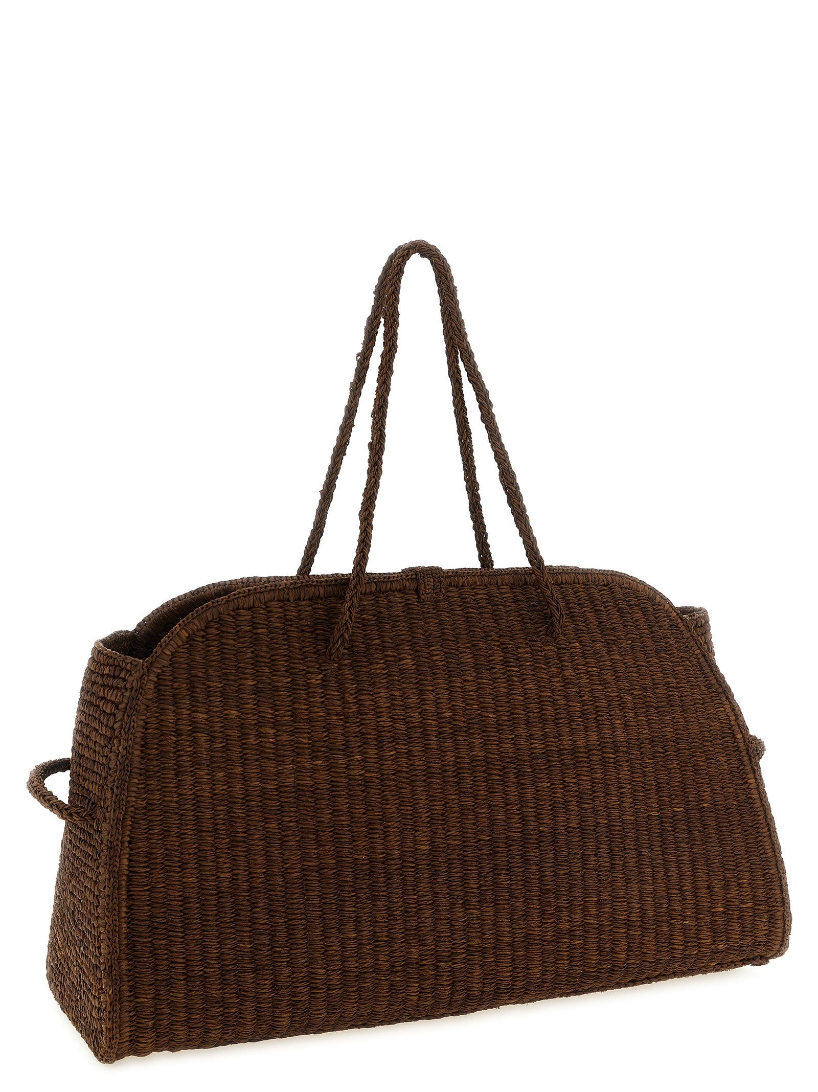 JACQUEMUS Le Grand Turismo Raphia Shopping Bag Brown