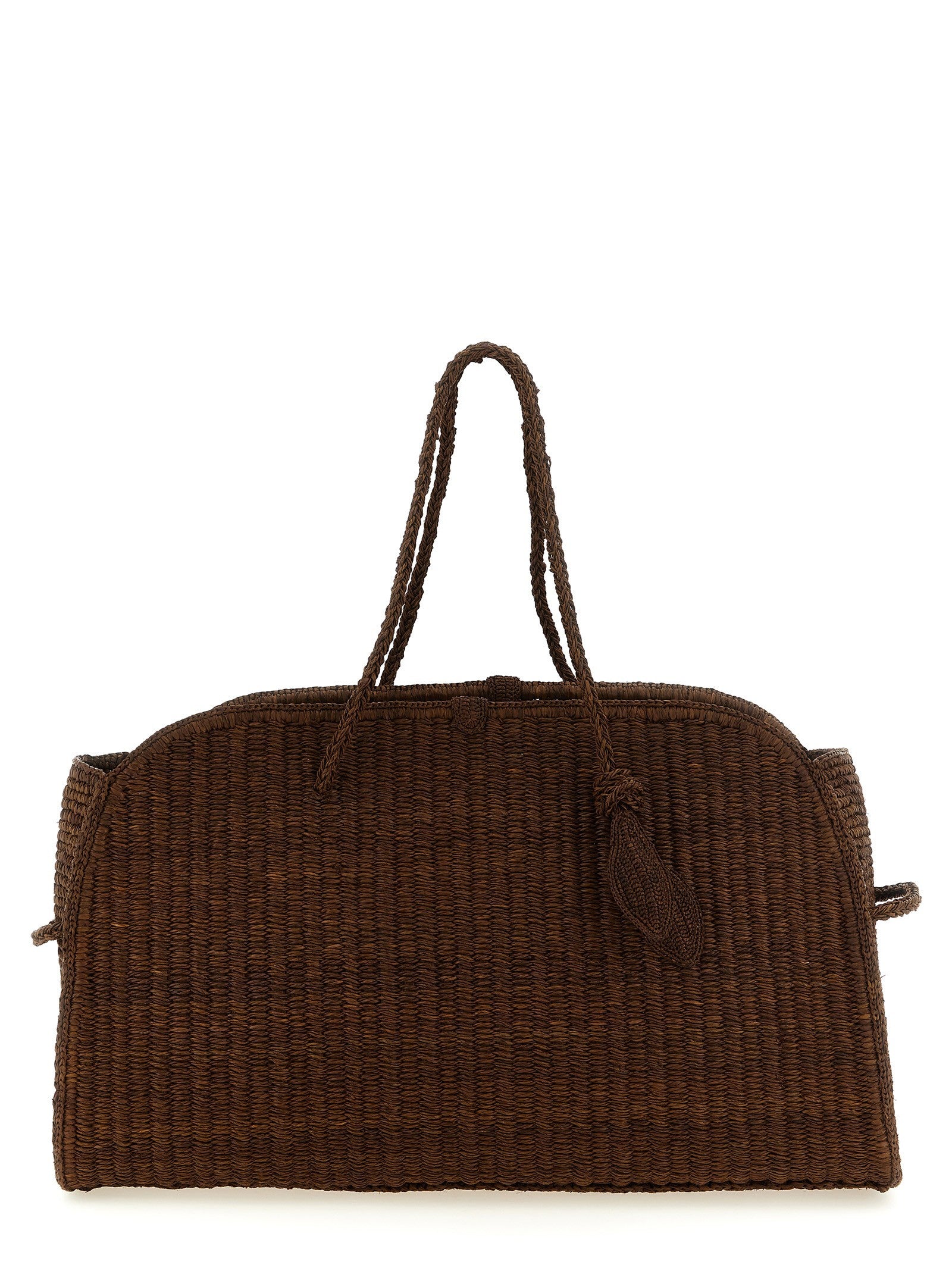 JACQUEMUS Le Grand Turismo Raphia Shopping Bag Brown