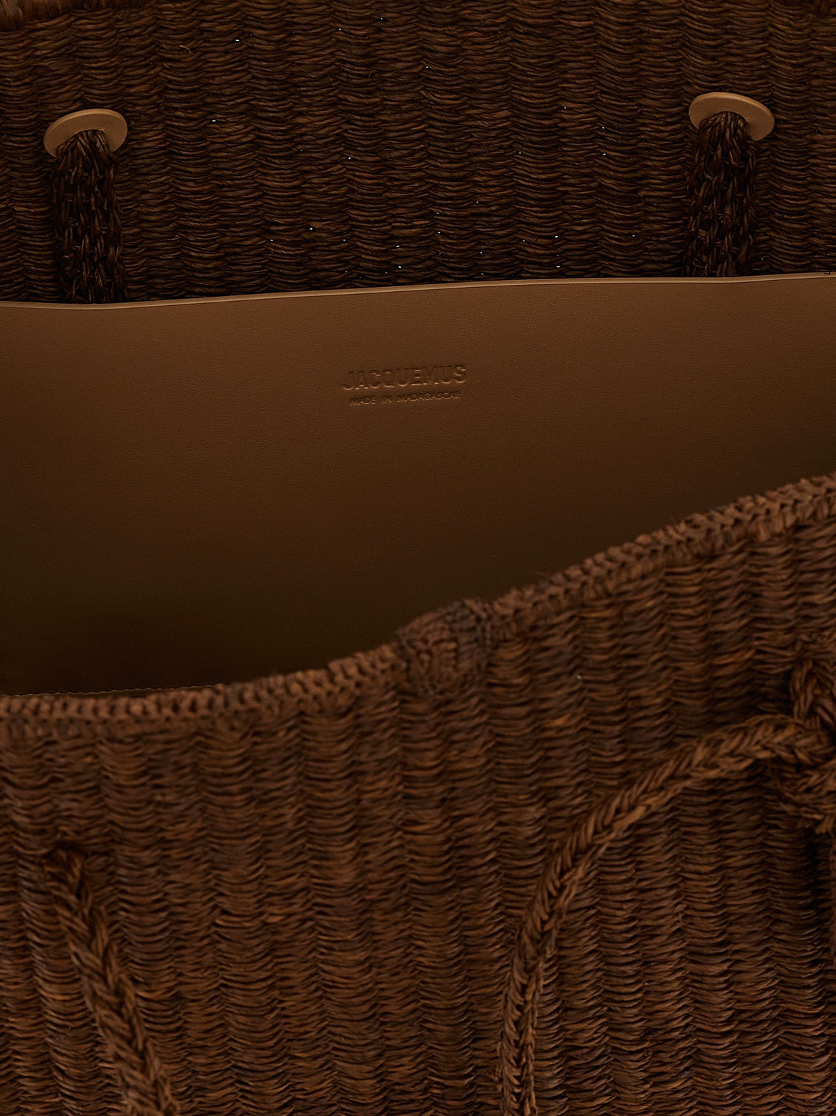 JACQUEMUS Le Grand Turismo Raphia Shopping Bag Brown, view 4