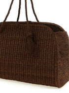 JACQUEMUS Le Grand Turismo Raphia Shopping Bag Brown, view 3