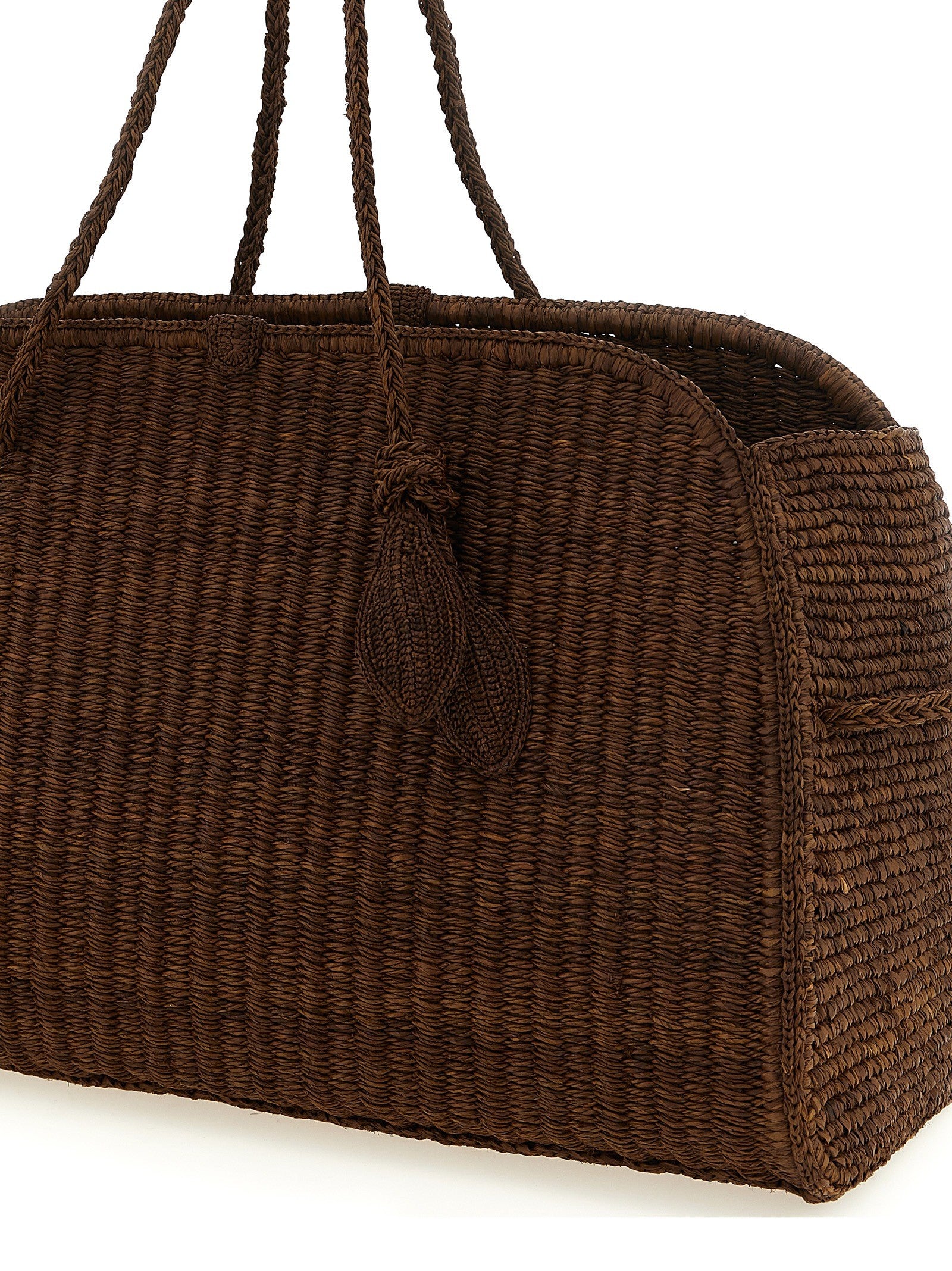 JACQUEMUS Le Grand Turismo Raphia Shopping Bag Brown