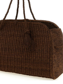 JACQUEMUS Le Grand Turismo Raphia Shopping Bag Brown