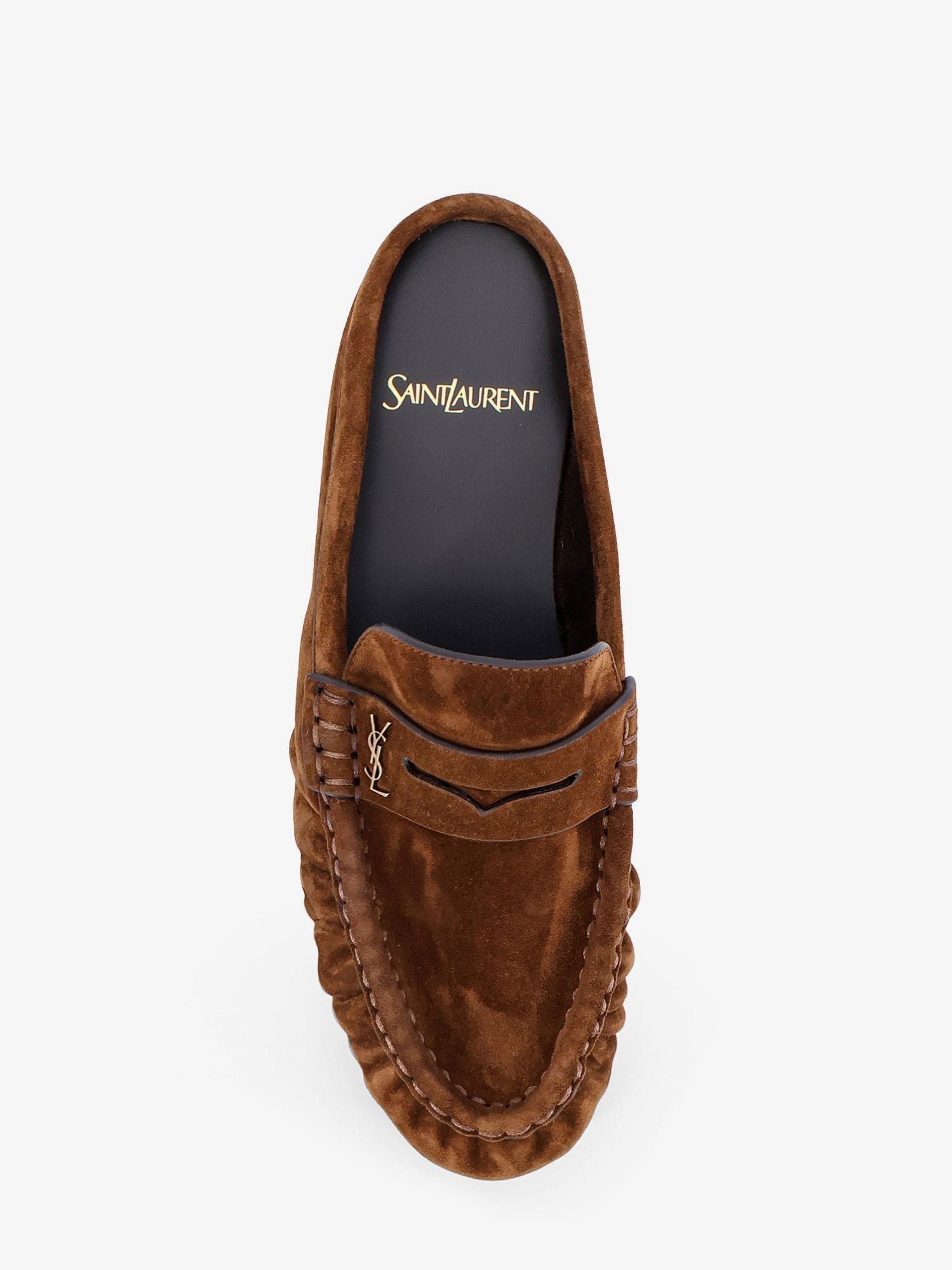 Saint Laurent Women's Le Loafer Moc Suede Loafer Brown