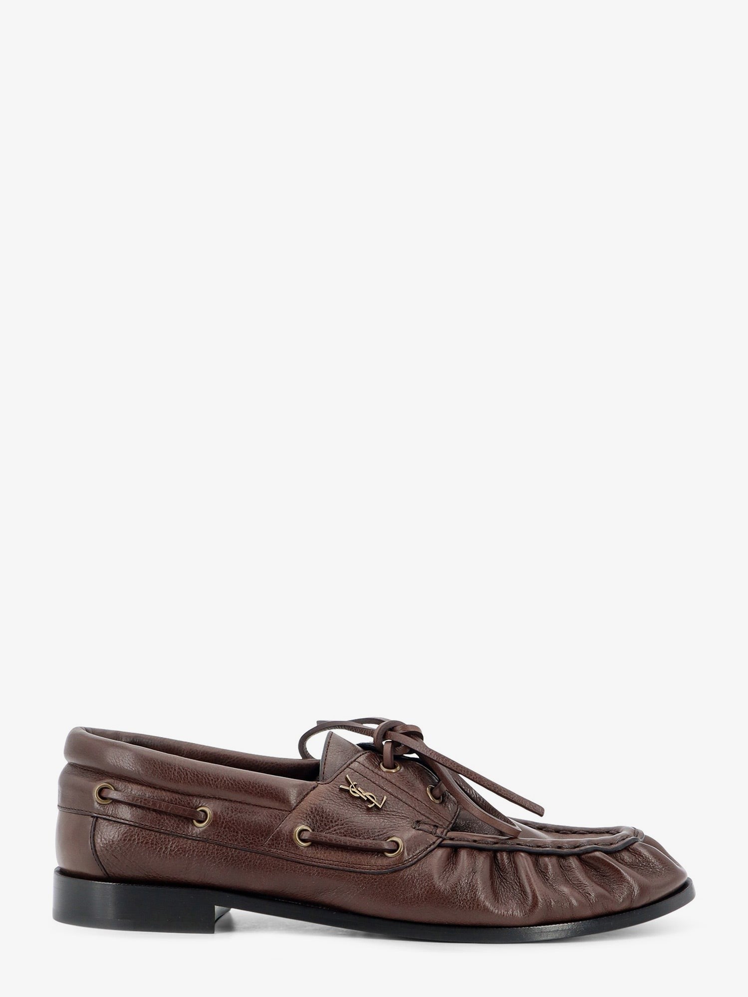 Saint Laurent Men's Le Loafer Bateau Leather Loafers Brown
