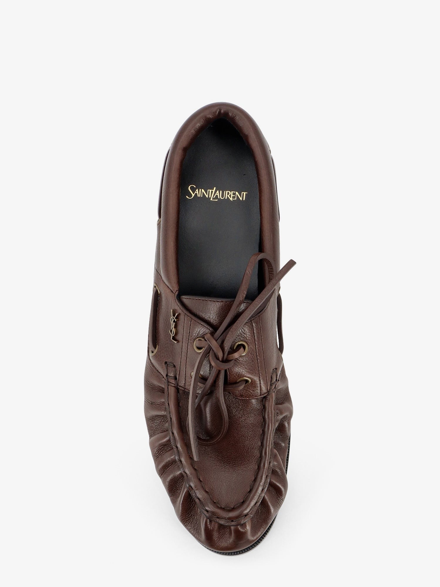 Saint Laurent Men's Le Loafer Bateau Leather Loafers Brown