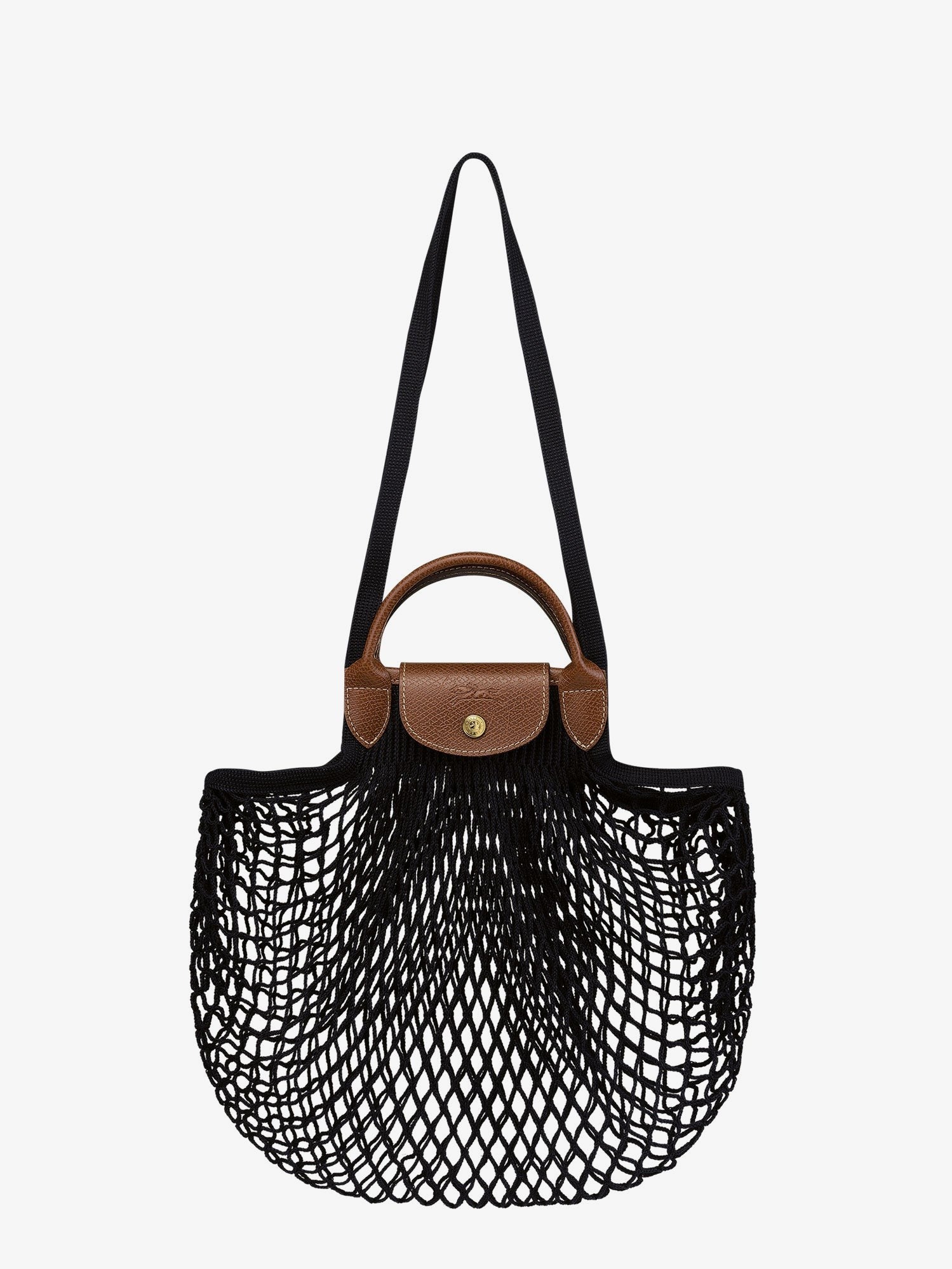 Longchamp Women's Le Pliage Filet Mesh and Leather Shoulder Bag Black