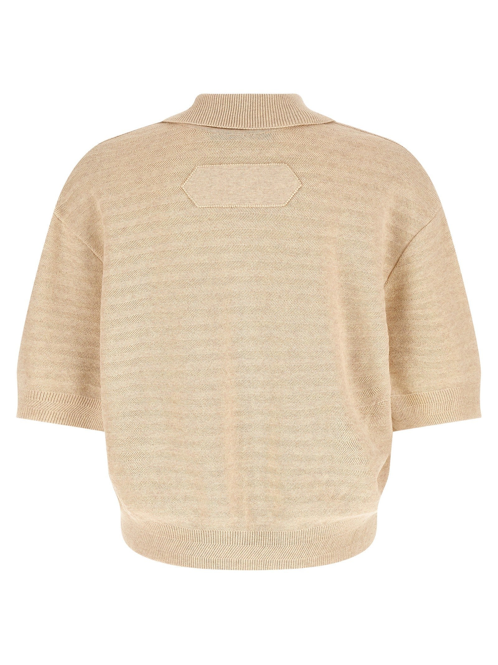 JACQUEMUS Le Polo Maille Chevron Polo Shirt Beige