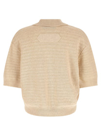JACQUEMUS Le Polo Maille Chevron Polo Shirt Beige