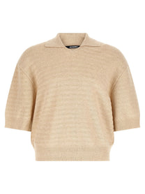 JACQUEMUS Le Polo Maille Chevron Polo Shirt Beige
