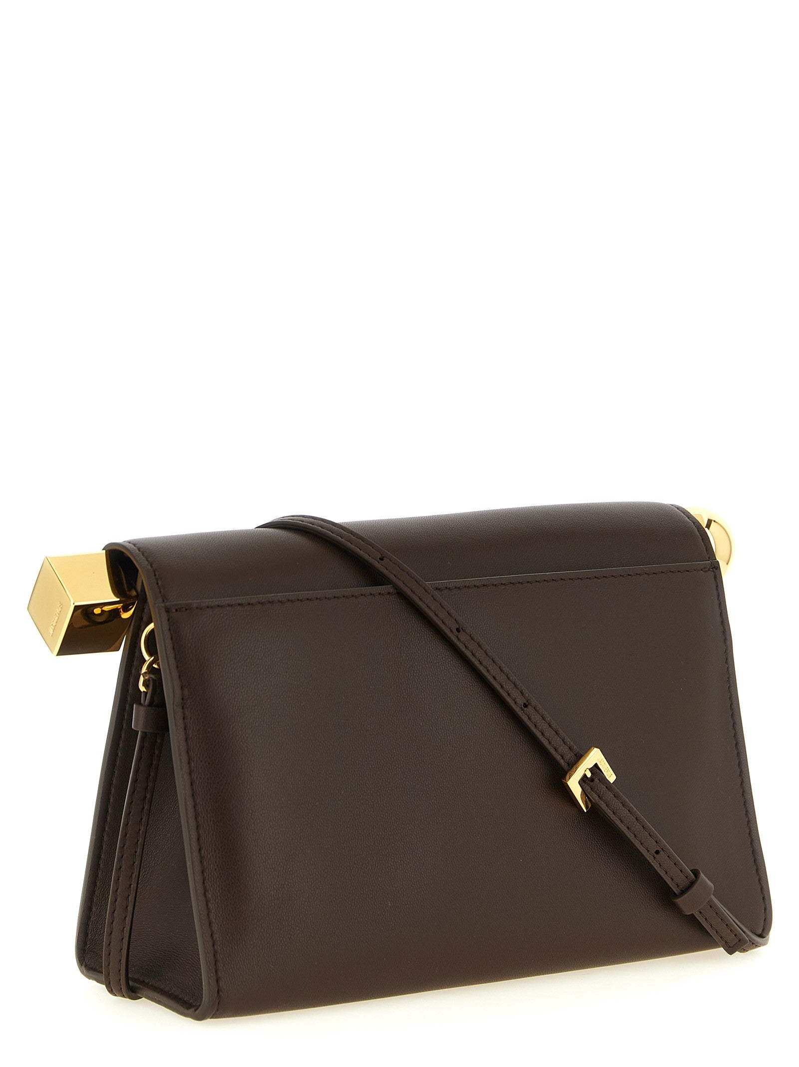JACQUEMUS Le Sac Rond Carré Clutch Brown