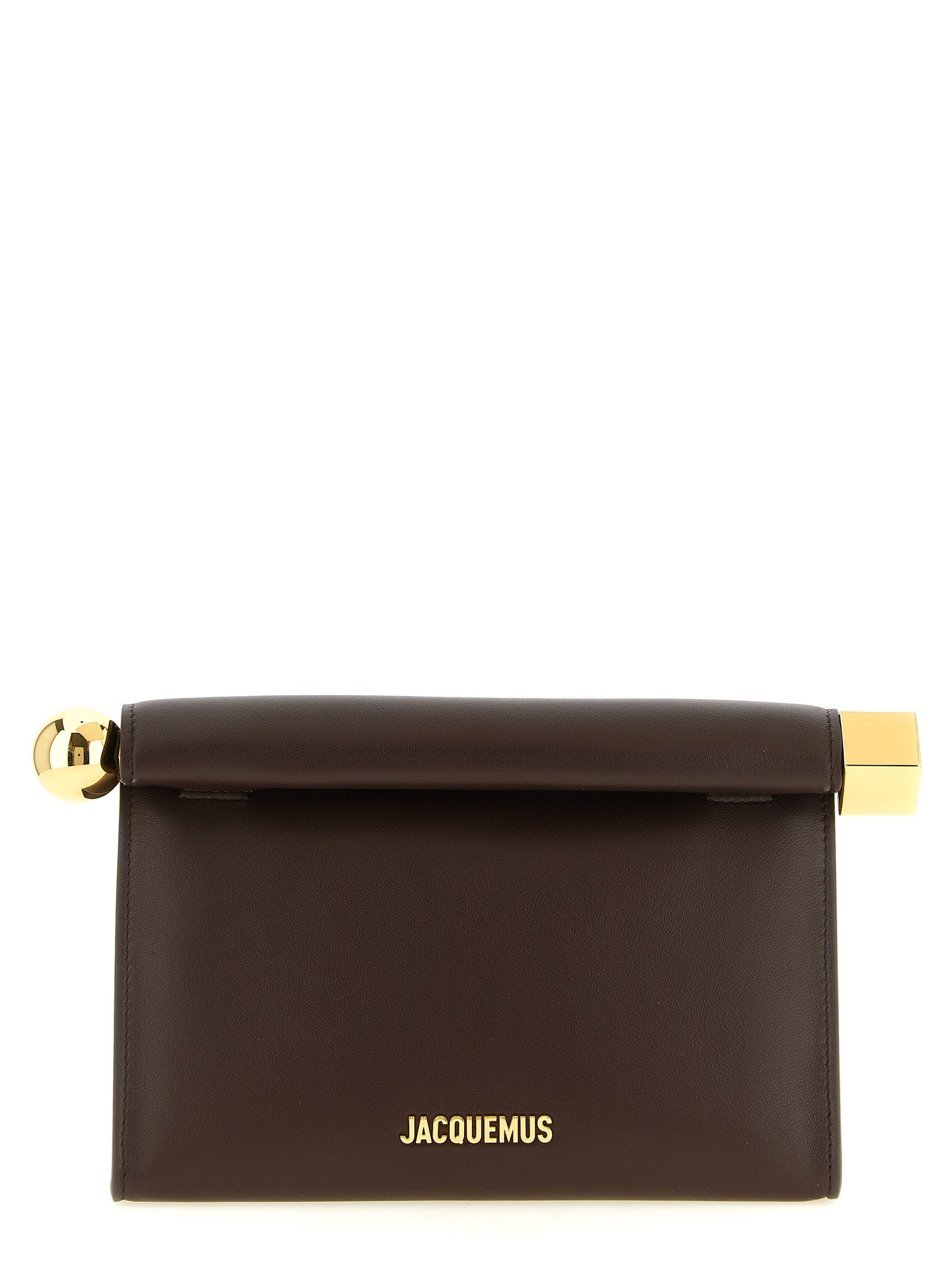 JACQUEMUS Le Sac Rond Carré Clutch Brown