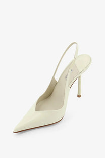 Le silla women’s chanel vivienne patent leather écolleté mojito cream-colored slingback pump with slender heel