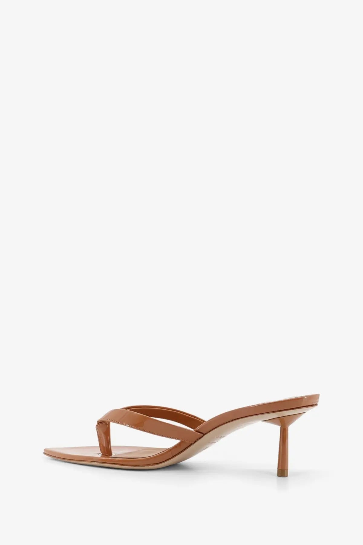 Tan leather thong sandal with slender heel featuring sleek minimalist design from le silla womens gisele patent leather sandals brown