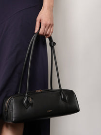 ALAÏA Women's Le Teckel Leather Shoulder Bag Black, view 2