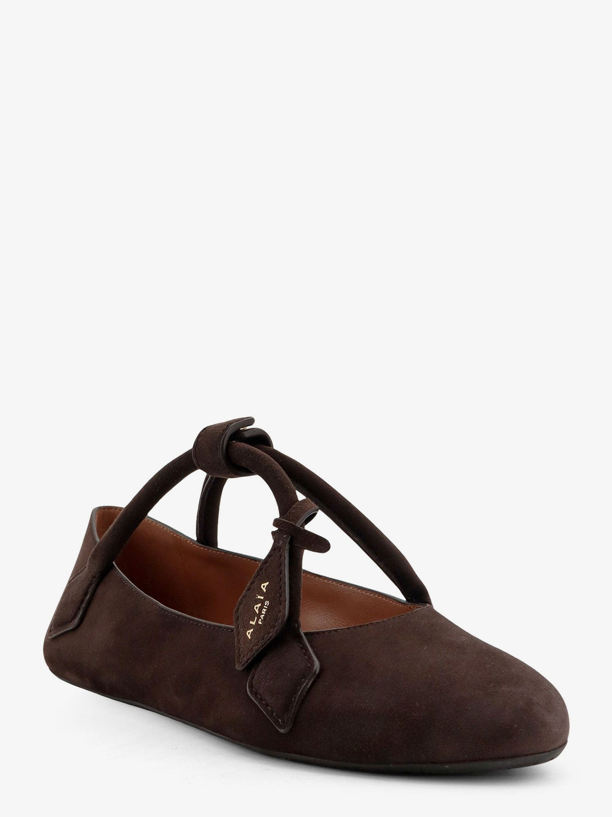 ALAÏA Women's Le Teckel Suede Ballet Flats Brown, view 3
