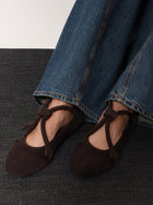 ALAÏA Women's Le Teckel Suede Ballet Flats Brown, view 2