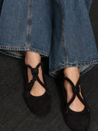ALAÏA Women's Le Teckel Suede Ballet Flats Black, view 2