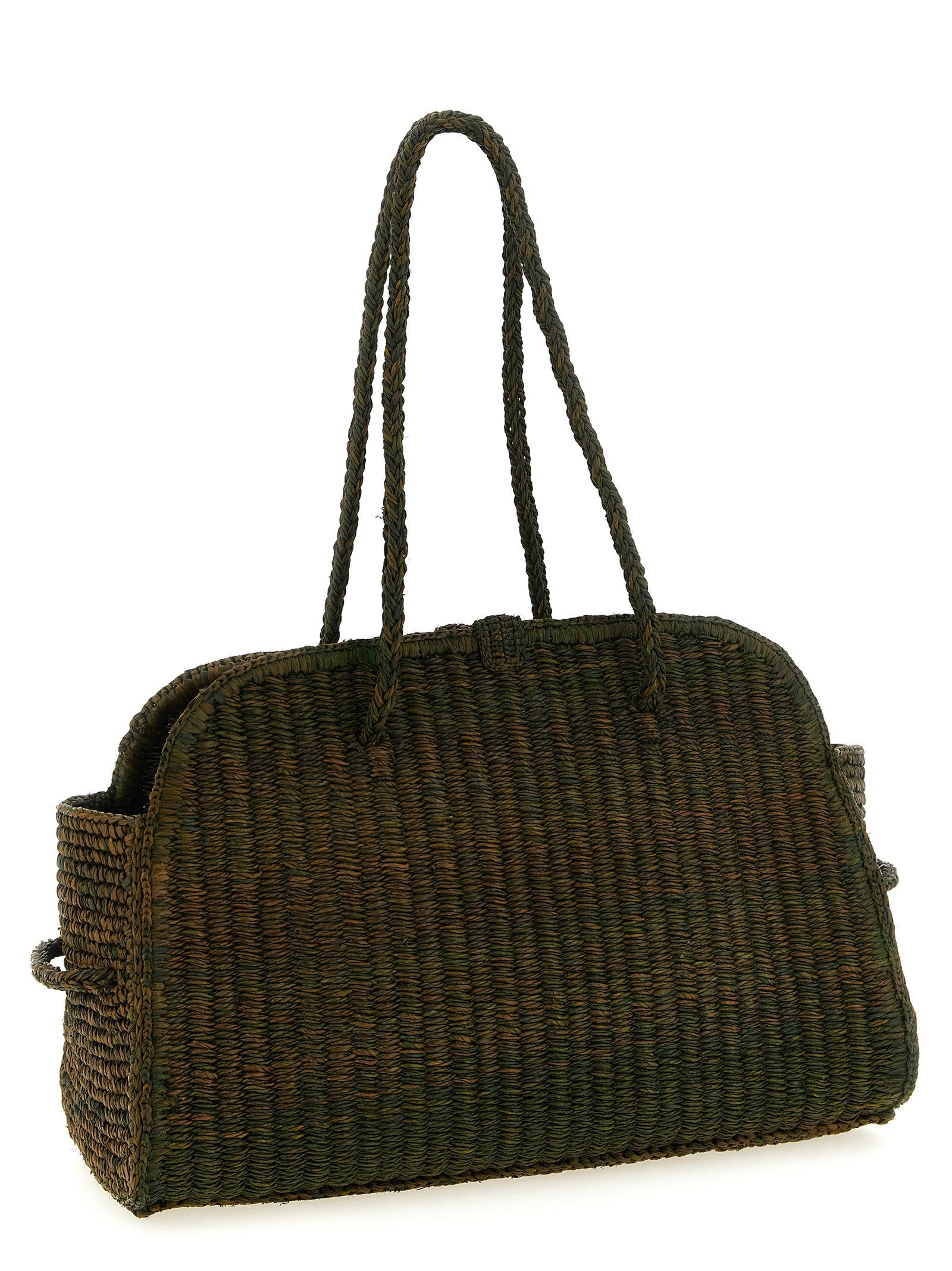 JACQUEMUS Le Turismo Raphia Shopping Bag Green