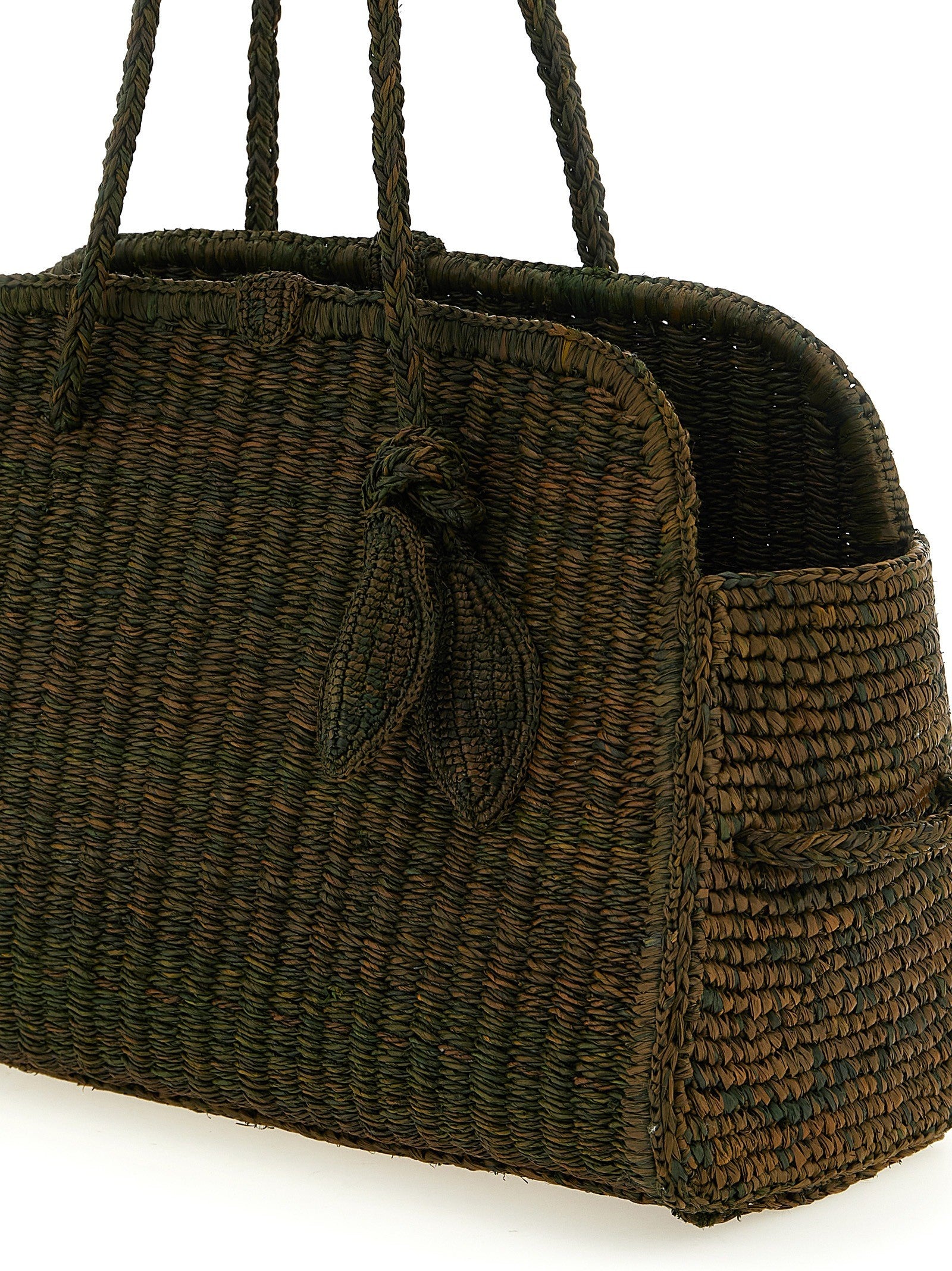 JACQUEMUS Le Turismo Raphia Shopping Bag Green