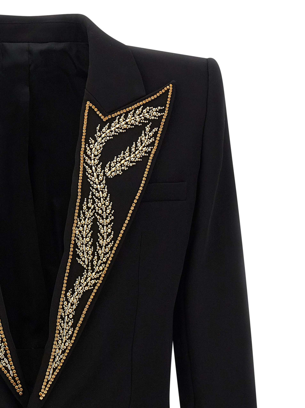 Balmain Leaf Embroidery Blazer Black, view 3