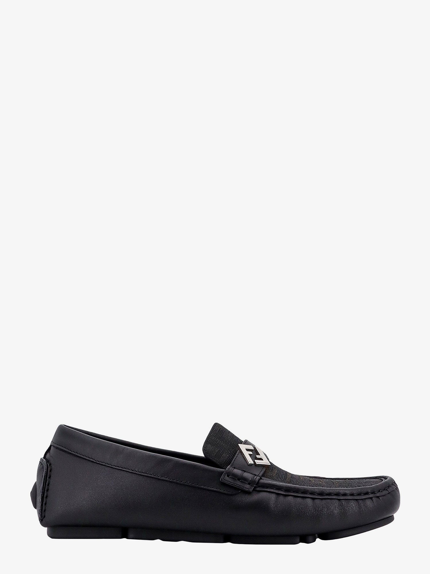 Fendi Men's Leather and Canvas Loafers Black