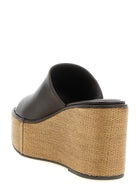 Brunello Cucinelli Leather and Raffia Wedges Brown, view 3