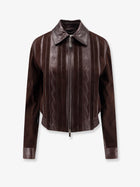 Versace Women's Leather and Suede Jacket Brown