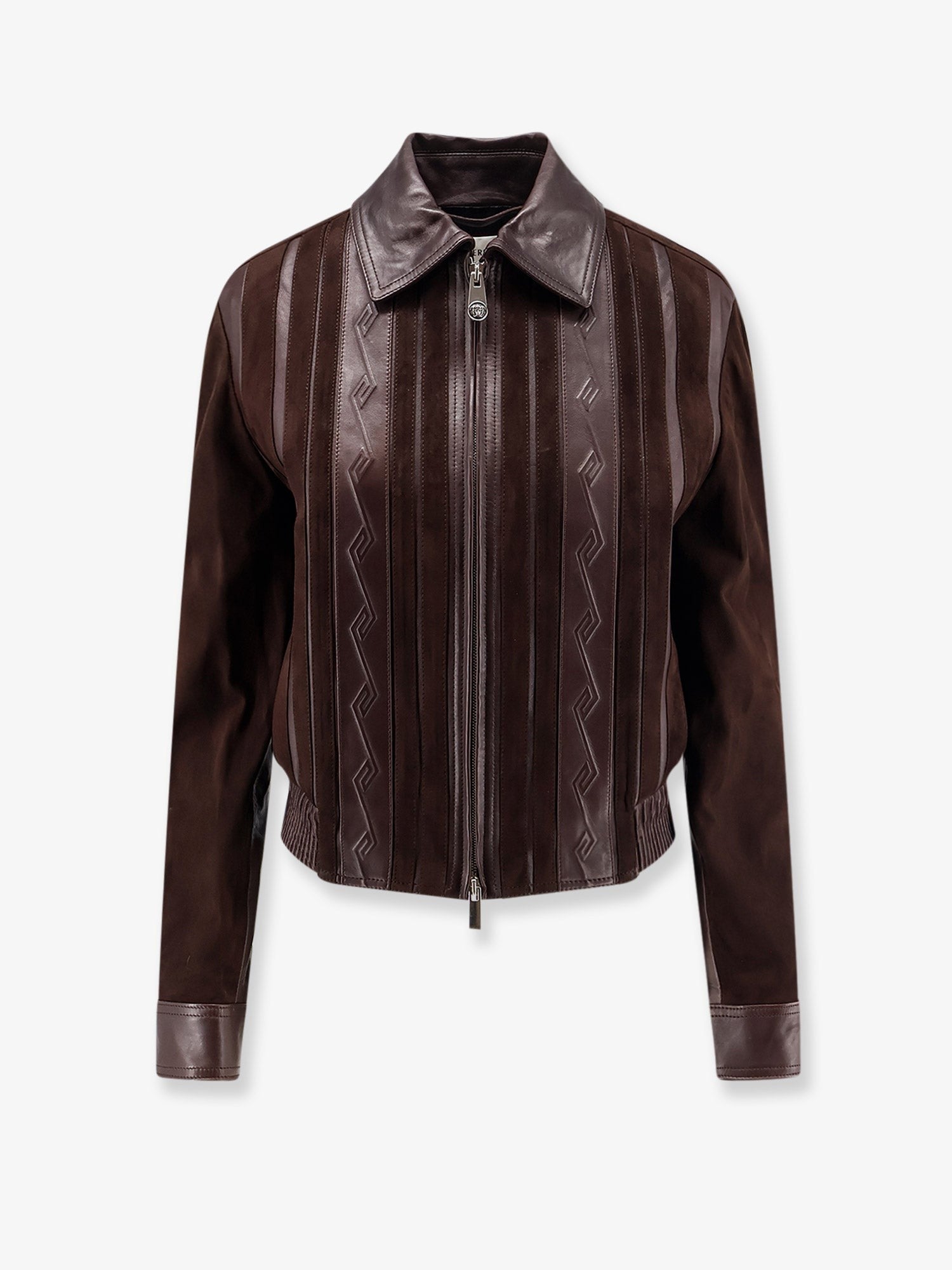 Versace Women's Leather and Suede Jacket Brown