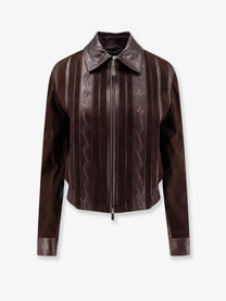 Versace Women's Leather and Suede Jacket Brown