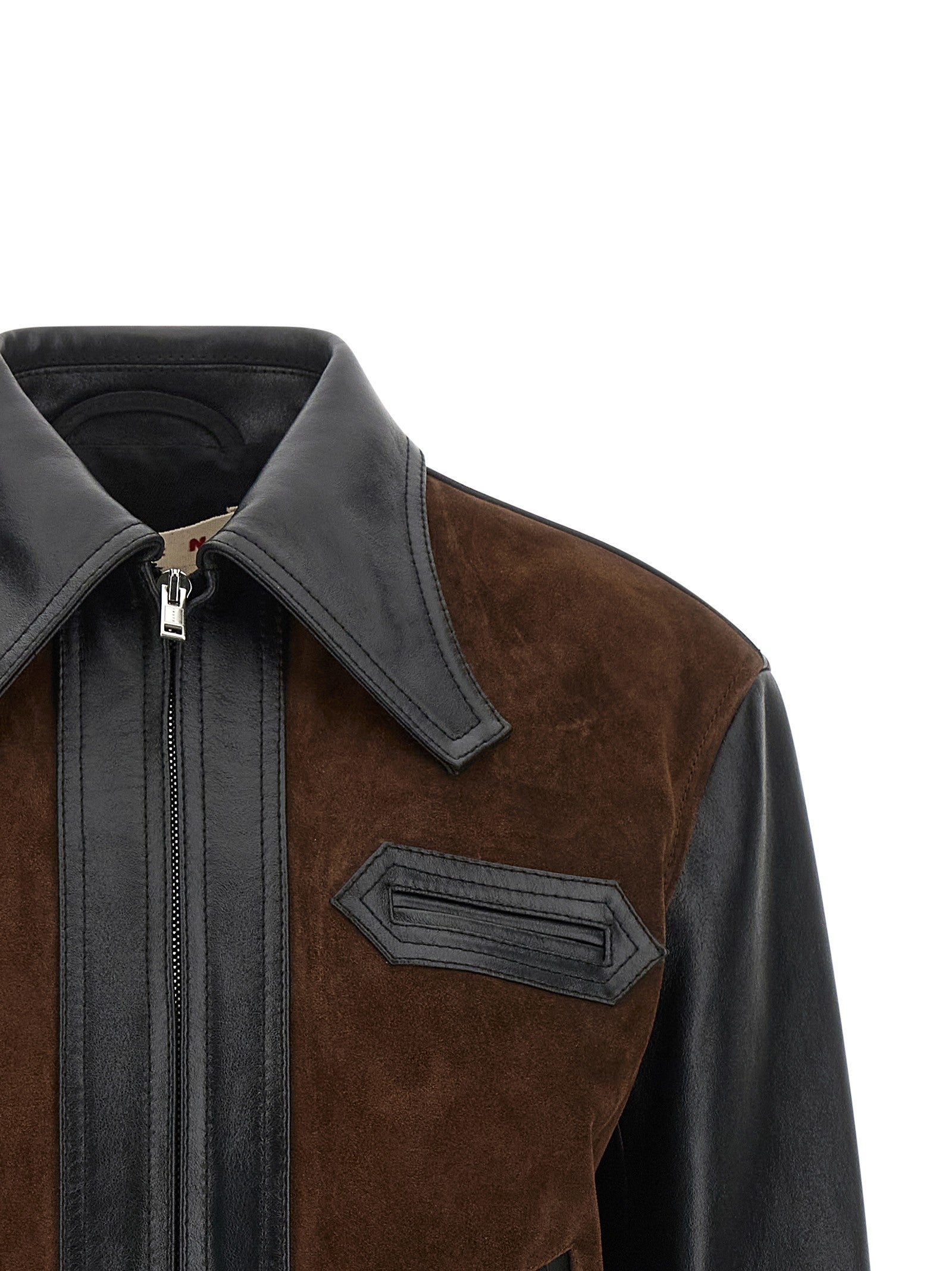 Marni Leather and Suede Jacket Black
