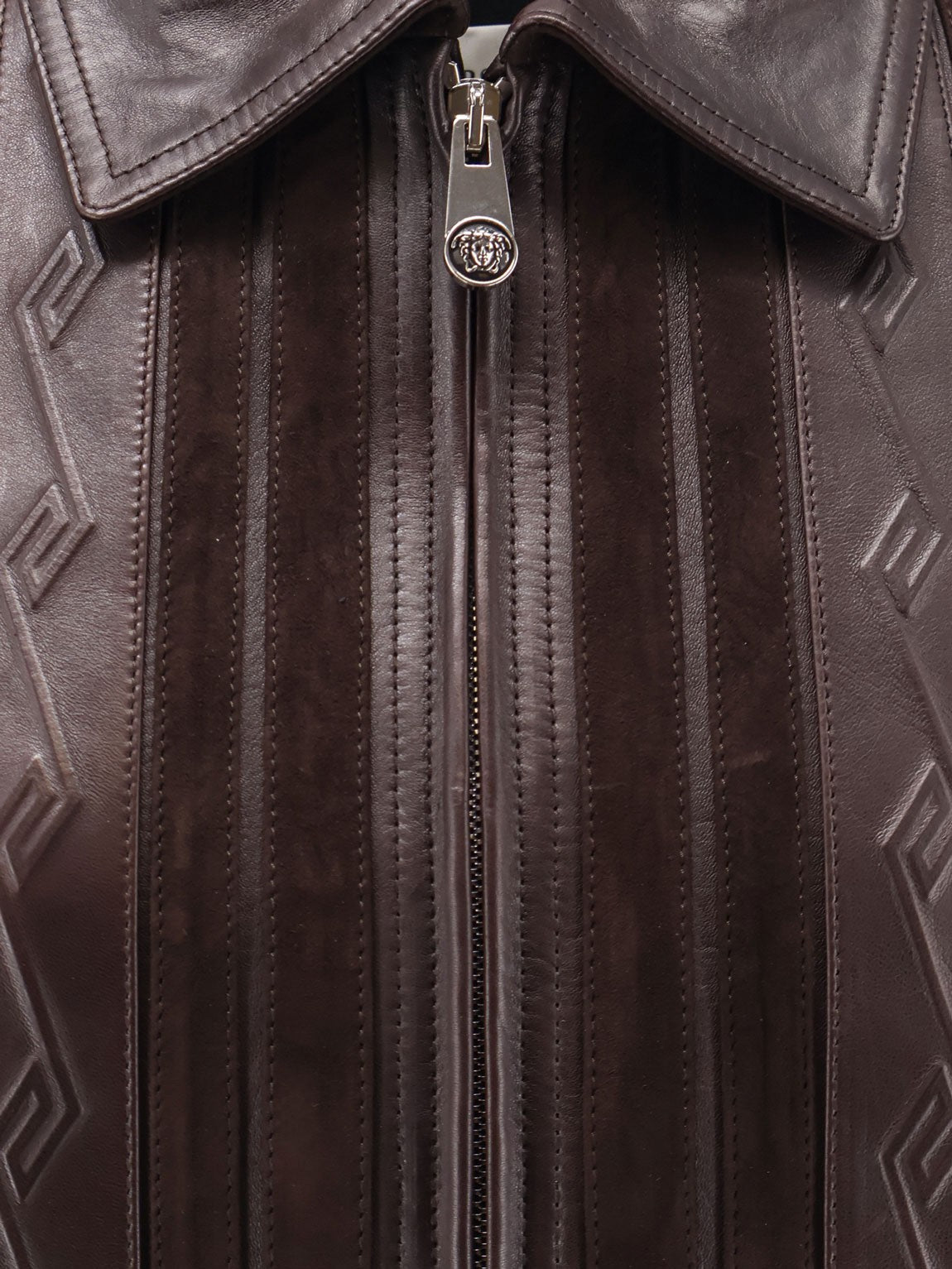 Versace Women's Leather and Suede Jacket Brown