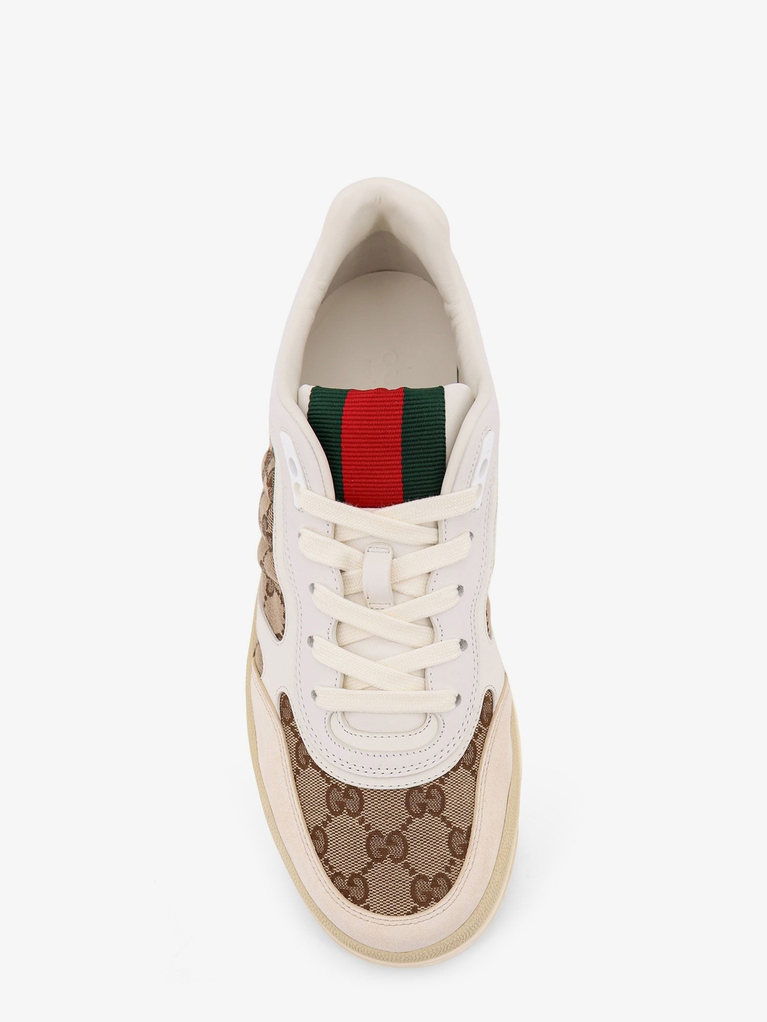 Gucci Men's Leather and Suede Low Top Re Web Sneakers White
