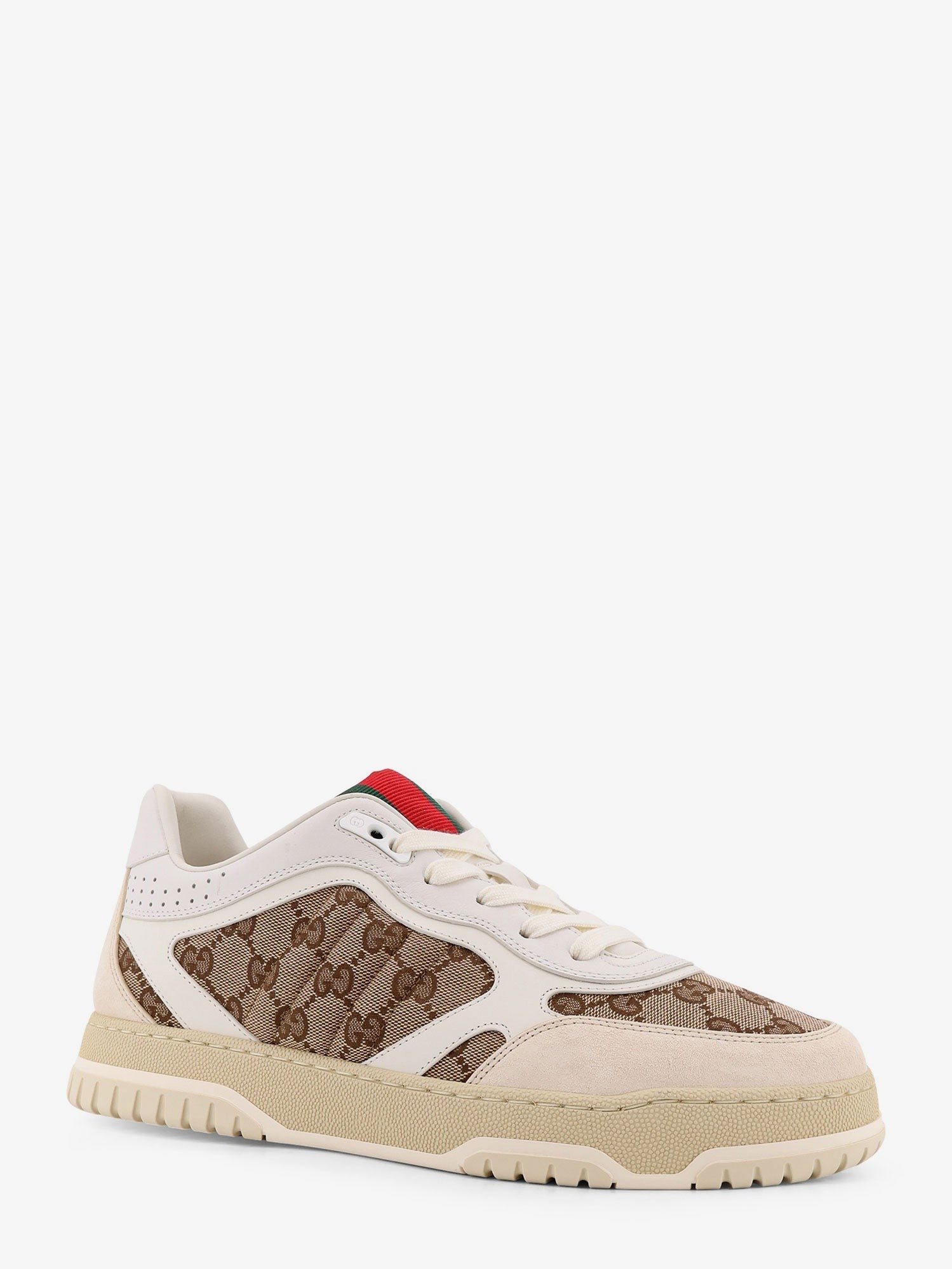 Gucci Men's Leather and Suede Low Top Re Web Sneakers White
