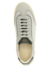 Brunello Cucinelli Leather and Suede Sneakers Grey, view 4