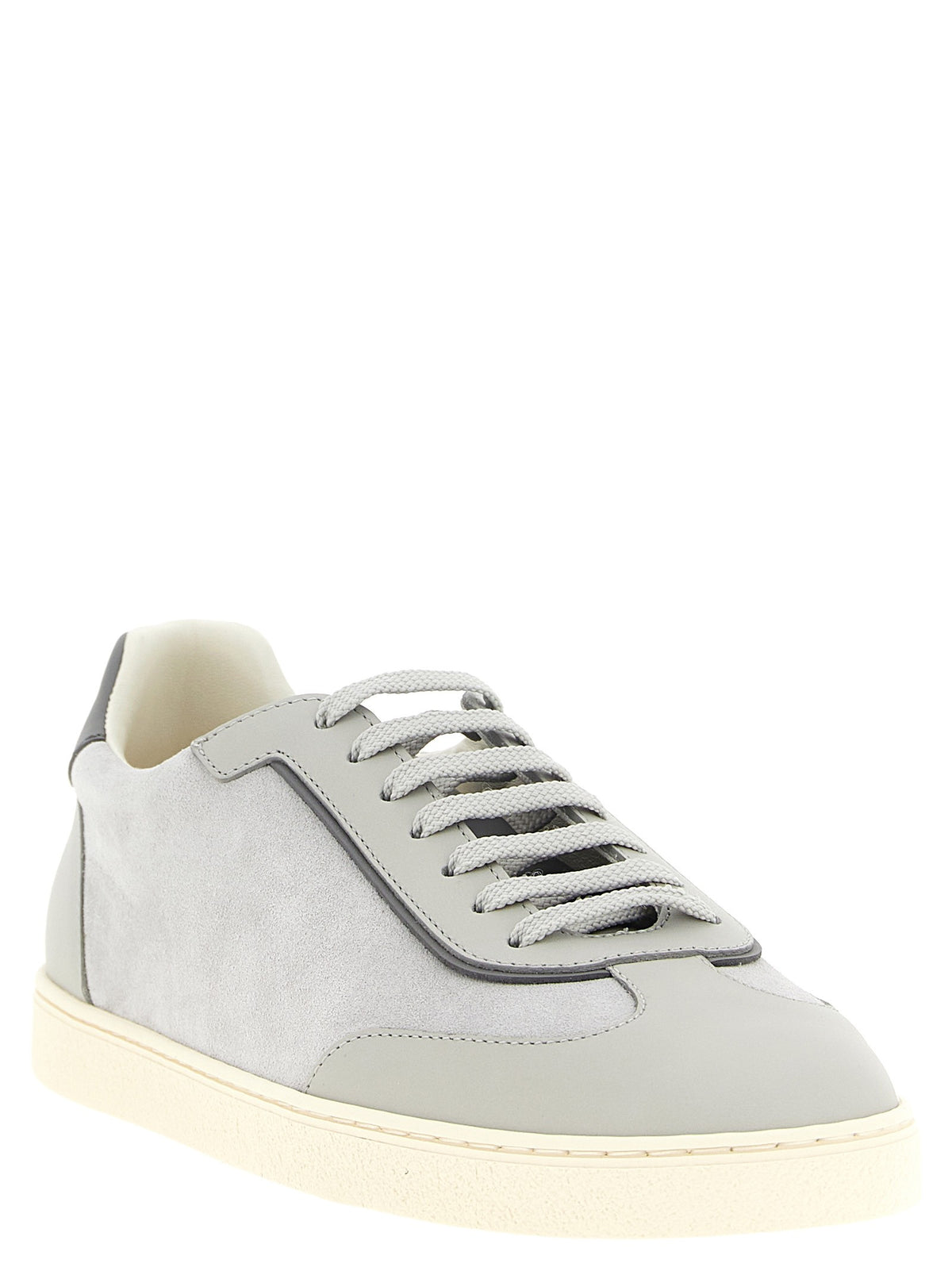 Brunello Cucinelli Leather and Suede Sneakers Grey, view 2