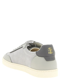 Brunello Cucinelli Leather and Suede Sneakers Grey, view 3