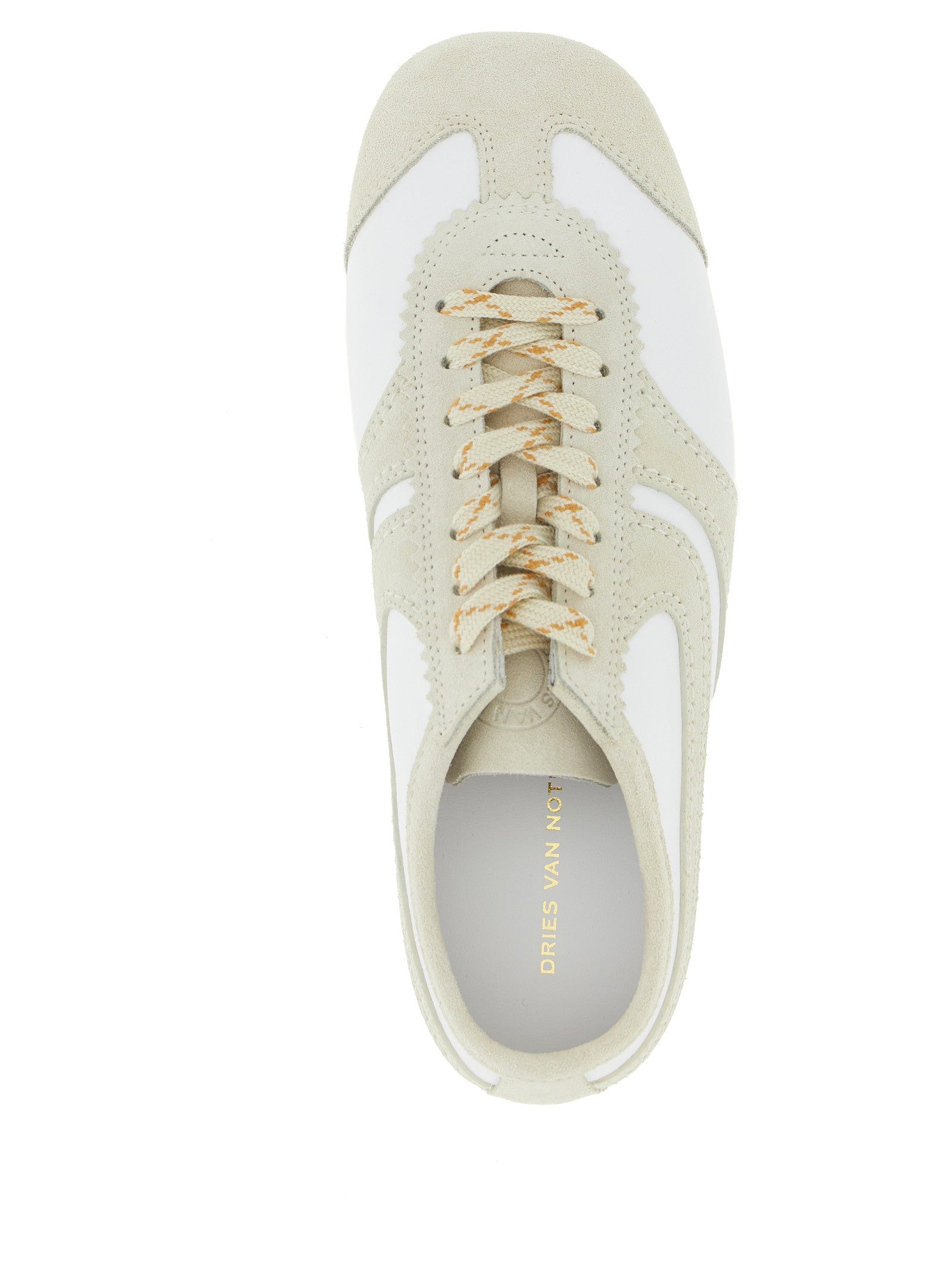 Dries Van Noten Leather and Suede Sneakers Beige