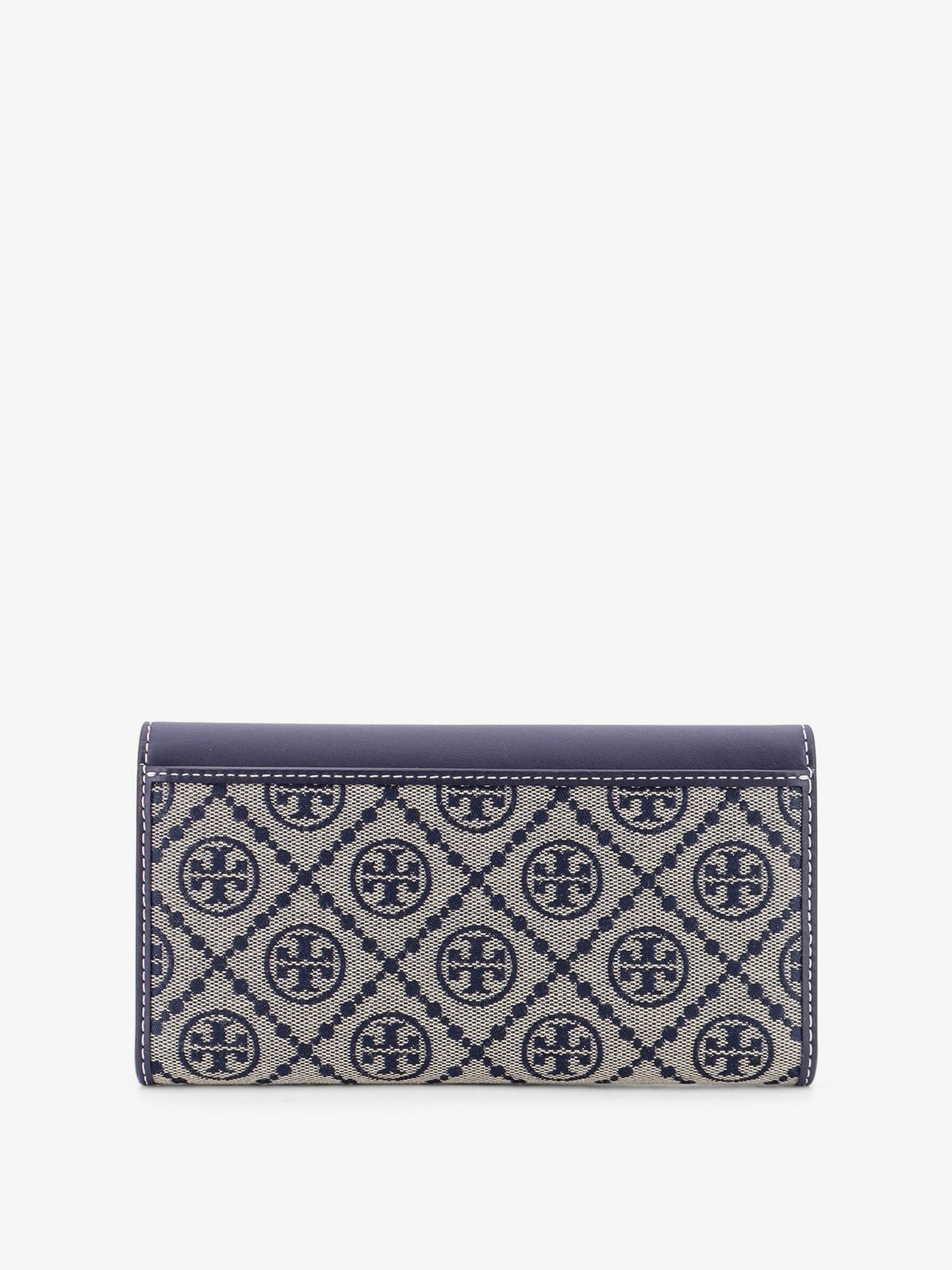 Tory Burch Women's Monogram Envelope Leather and Monogram Fabric Wallet Blue
