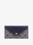 Tory Burch Women's Monogram Envelope Leather and Monogram Fabric Wallet Blue