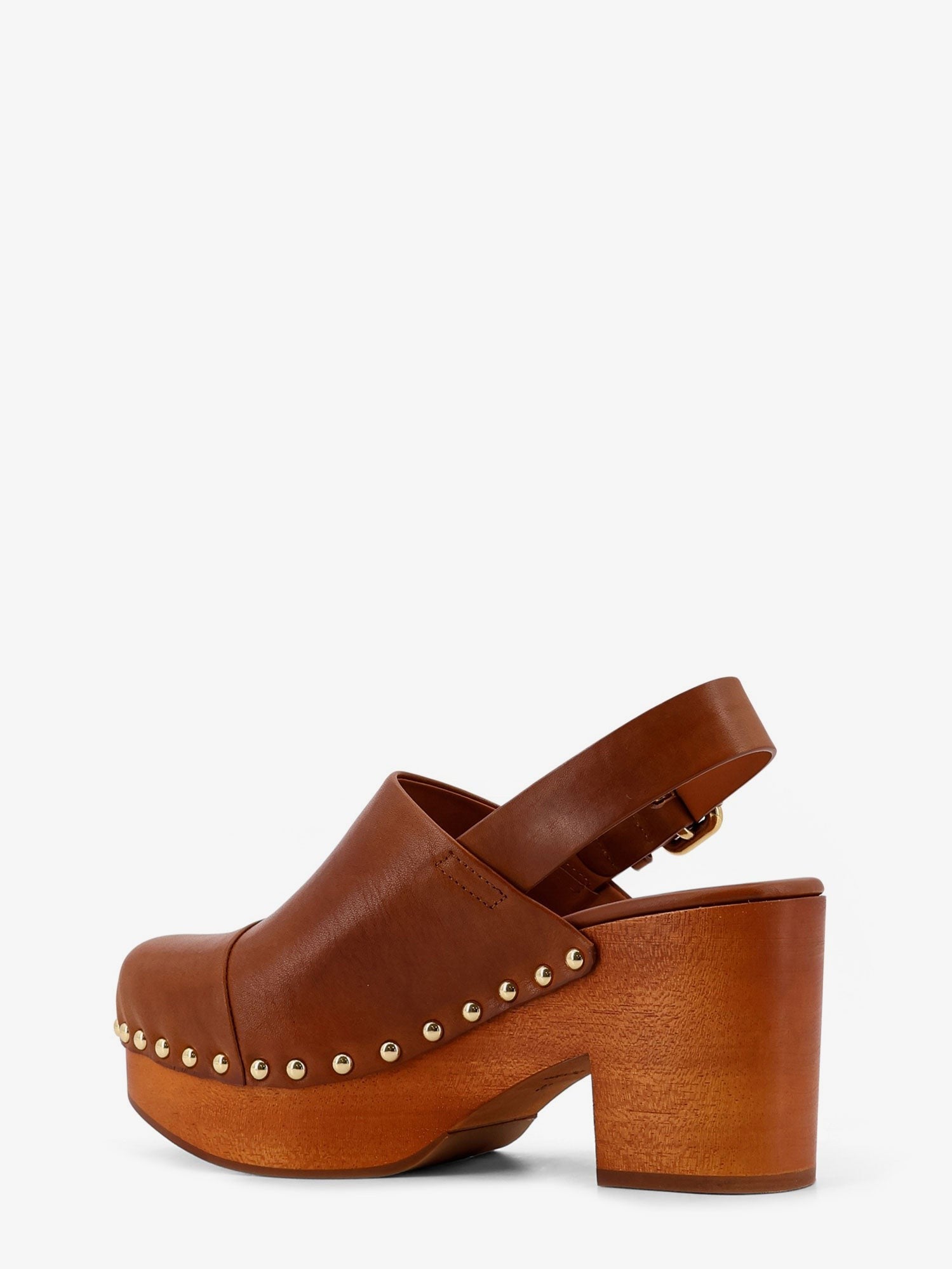 Chloé Women's Leather and Wood Jeanette Sabot Brown